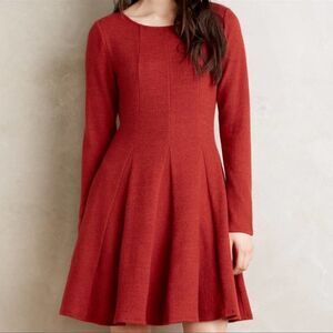 🆕 Dolan Left Coast Anthropologie Piper Pleated Fit & Flare Dress Sweater